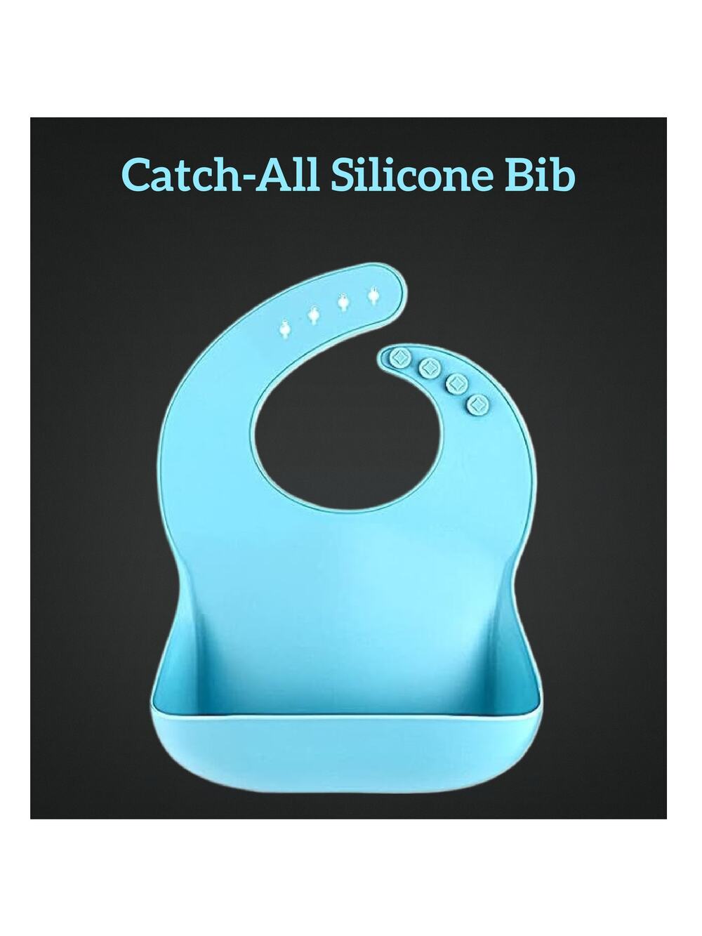 Blue "Mess- Free" Silicone Catch-All Baby Bib